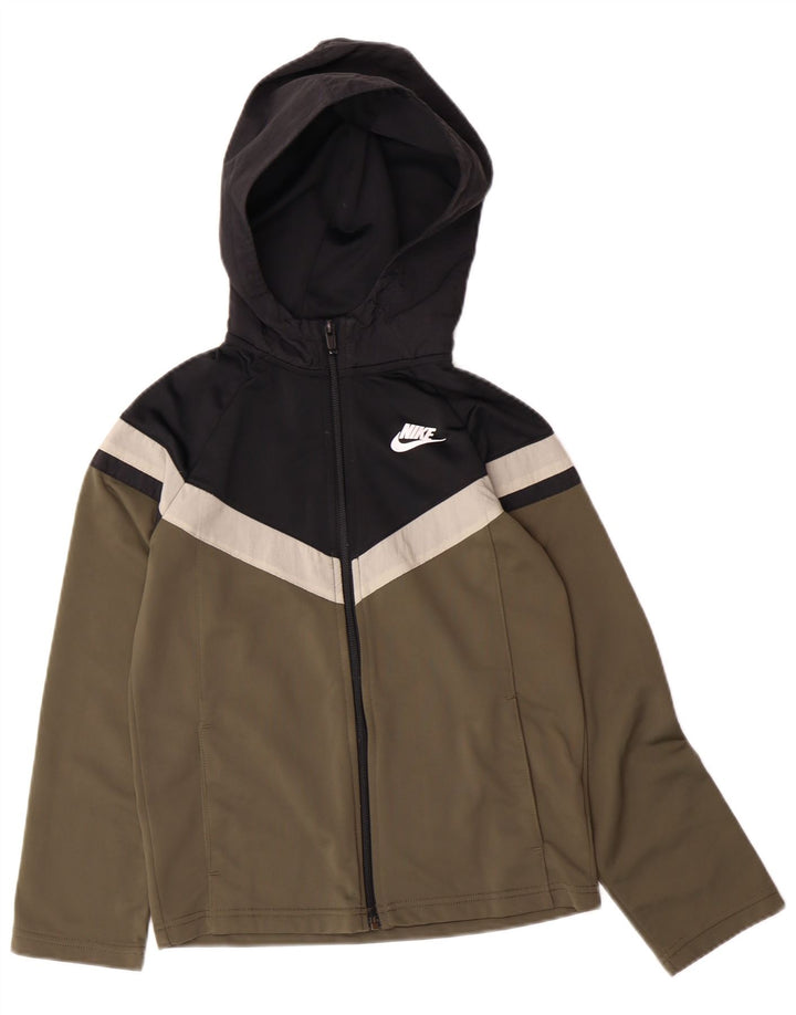 NIKE hættetrøje med lynlås til piger 10-11 år Medium Khaki Colourblock