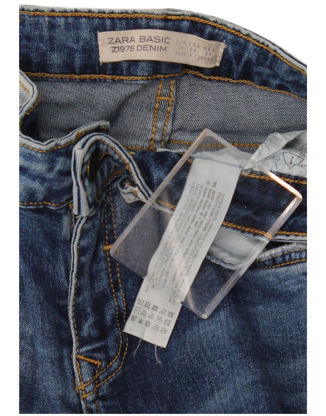 ZARA Dame Distressed Skinny Jeans EU 36 XS W26 L27 Blå Bomuld