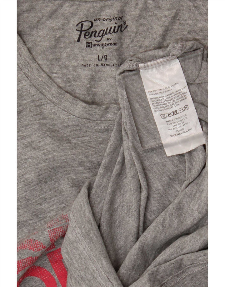 Penguin Herre grafisk T-shirt Top Stor grå Flecked Bomuld