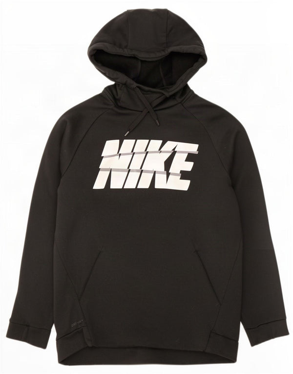 Nike Herre Dri Fit Grafisk Hoodie Jumper Medium Sort Polyester