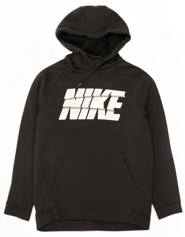 Nike Herre Dri Fit Grafisk Hoodie Jumper Medium Sort Polyester