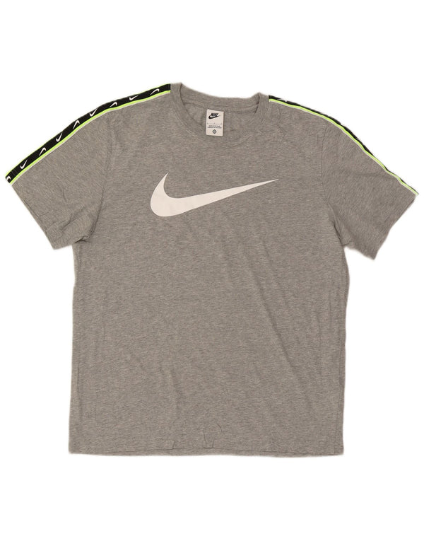 Nike Mens Graphic T-Shirt Top Large Grey Colourblock Cotton