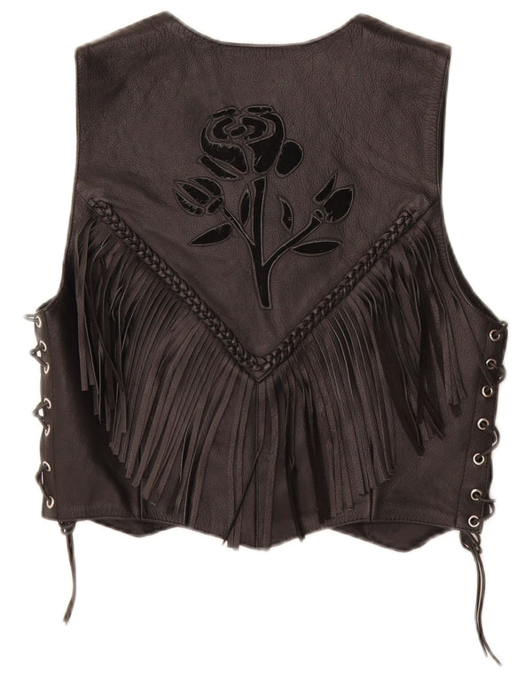 HELD Dame Motorcykel Crop vest UK 12 Medium Black Floral Læder