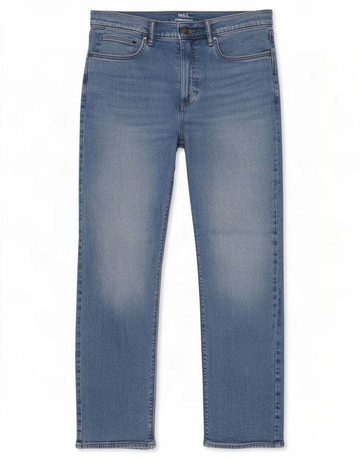 Marks & Spencer Straight Jeans til mænd W32 L33 Blå bomuld
