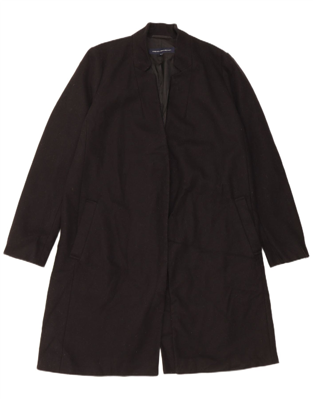 French Connection Dame Oversized Overfrakke UK 12 Medium Sort Uld