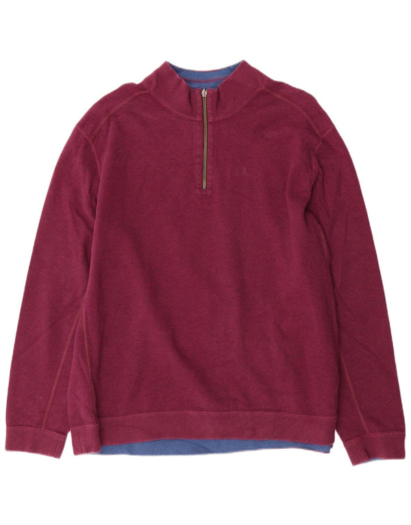 TOMMY BAHAMA Sweatshirt med lynlås til mænd 2XL Lilla bomuld