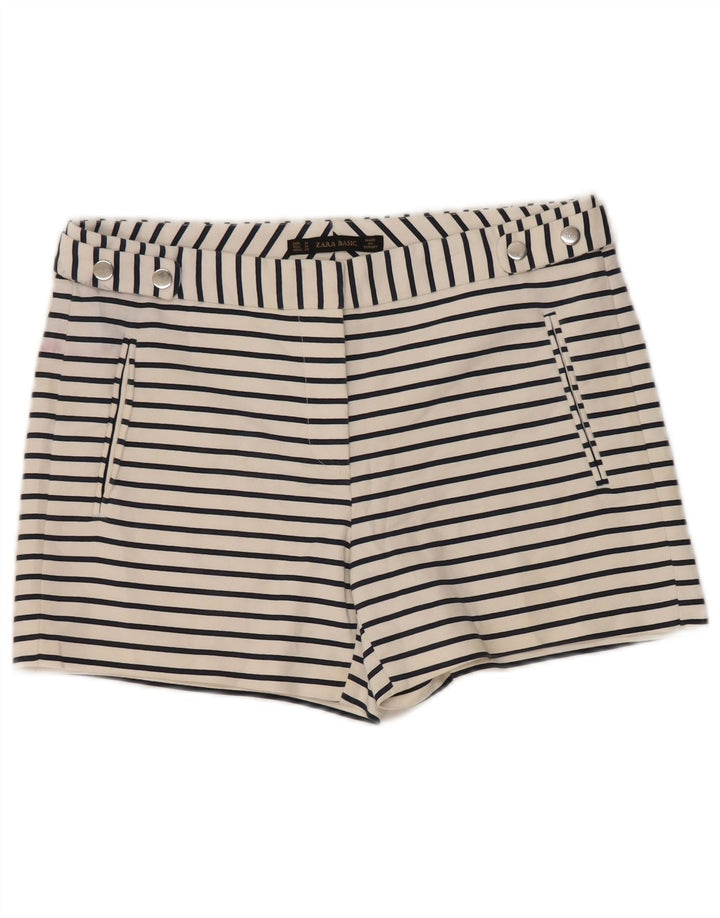 Zara Hot Pants til kvinder Medium W30 Hvidstribet bomuld