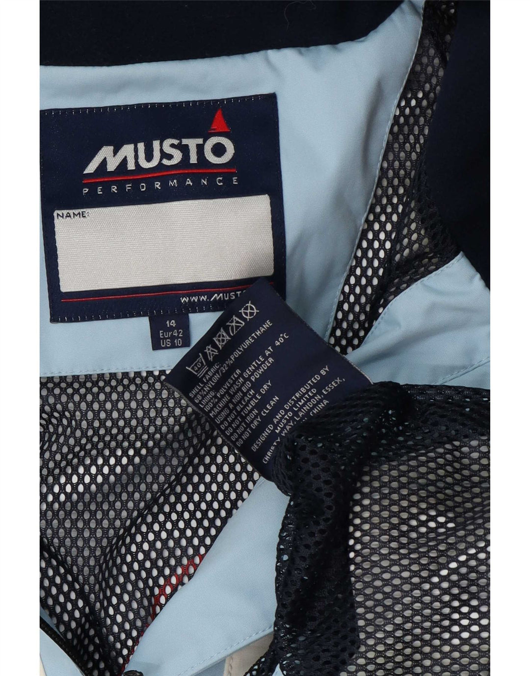 Musto Grafisk regnjakke til kvinder UK 14 Stor blå farveblok nylon
