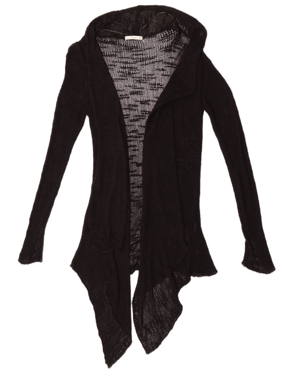Zara Dame Se Through Open Cardigan Sweater UK 12 Medium Black Viscose