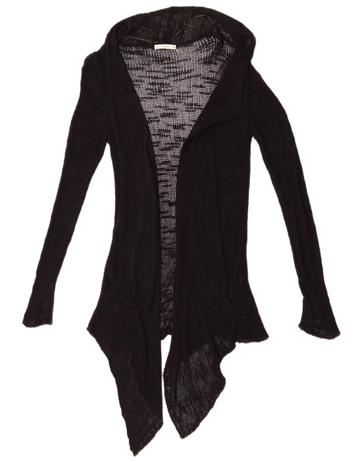 Zara Dame Se Through Open Cardigan Sweater UK 12 Medium Black Viscose