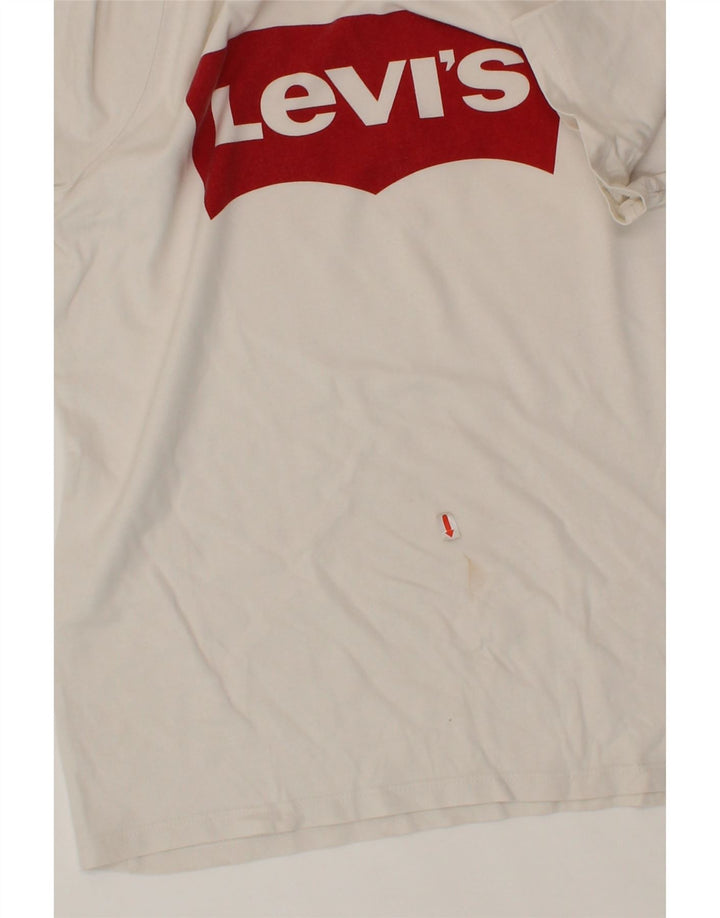 LEVI'S Womens Graphic T-Shirt Top UK 12 Medium White Cotton Vintage Levi's and Second-Hand Levi's from Messina Hembry 