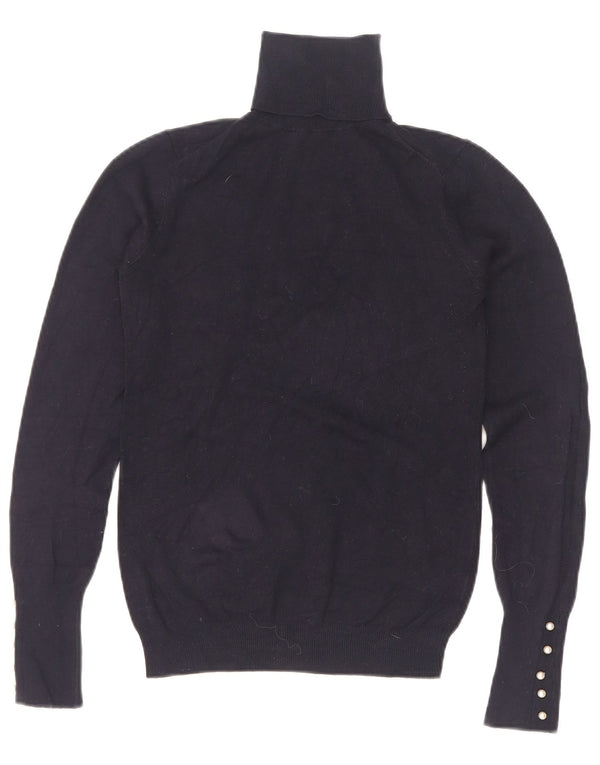 Zara Dame Rullehals Sweater UK 8 Small Navy Blue