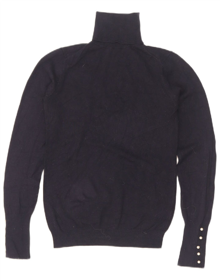 Zara Dame Rullehals Sweater UK 8 Small Navy Blue