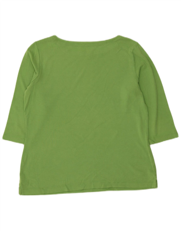 L.L.BEAN Womens Top 3/4 Sleeve UK 14 Medium Green