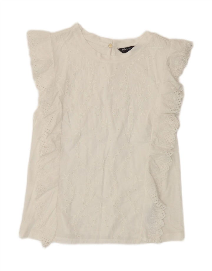 Marks & Spencer Damebluse Top UK 8 Small White Modal