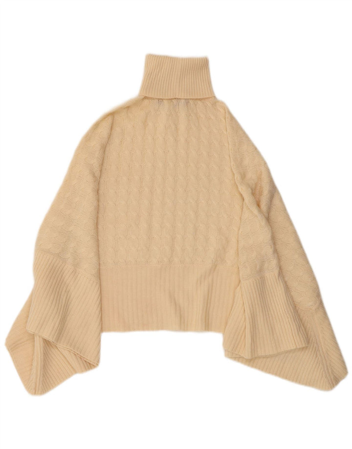 MAX MARA Dame Roll Neck Poncho Jumper UK 10 Small Beige Virgin Wool