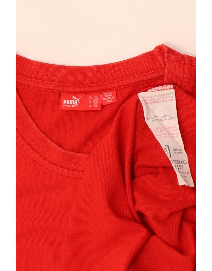 Puma Herre Grafisk T-Shirt Top 2XL Rød Bomuld