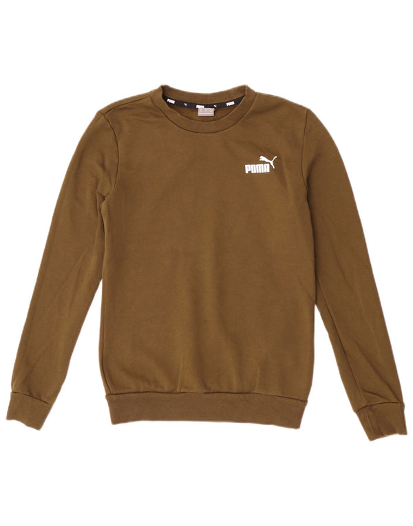 Puma Dame Sweatshirt Jumper UK 6 XS Khaki Bomuld