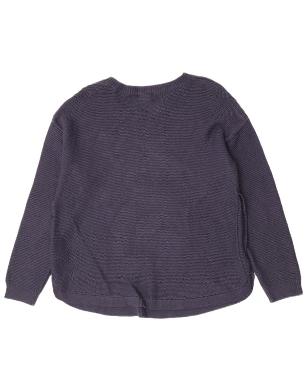 Fat Face Dame Crew Neck Jumper Sweater UK 14 Large Navy Blue Viscose