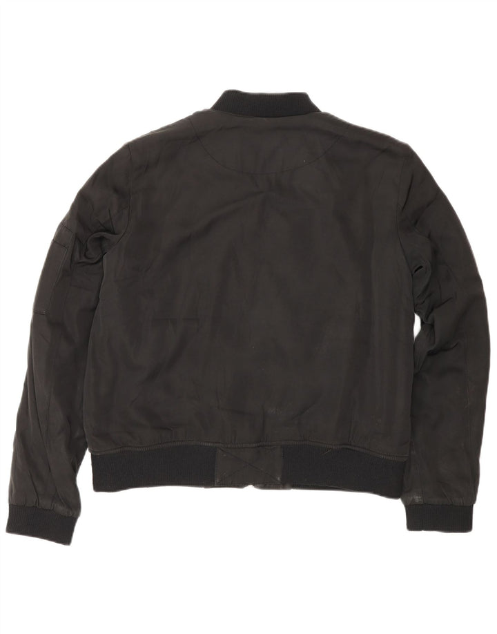 Zara Sherpa Bomber Jacket UK 14 Medium Sort Polyester til kvinder