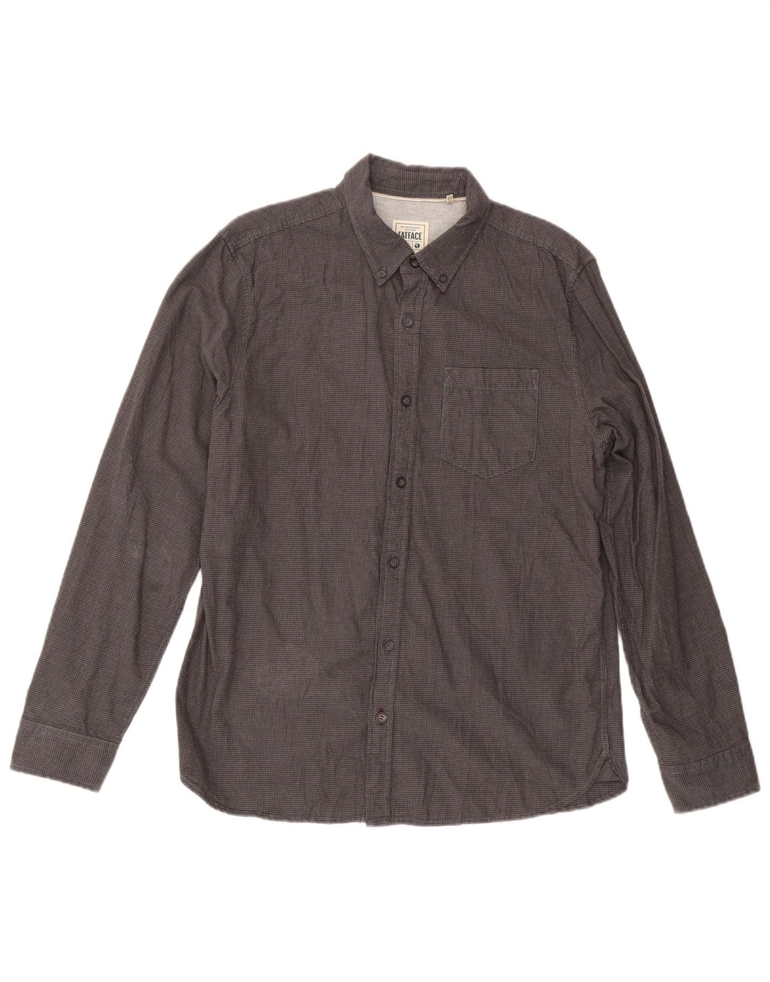 Fat Face Herre Regular Shirt Medium Grey Houndstooth Bomuld
