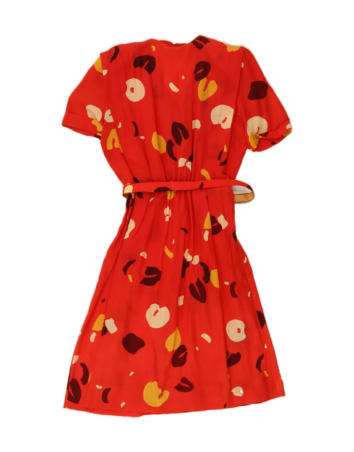 VINTAGE Womens Abstract Pattern Basic Dress UK 16 Large Red Vintage Vintage and Second-Hand Vintage from Messina Hembry 