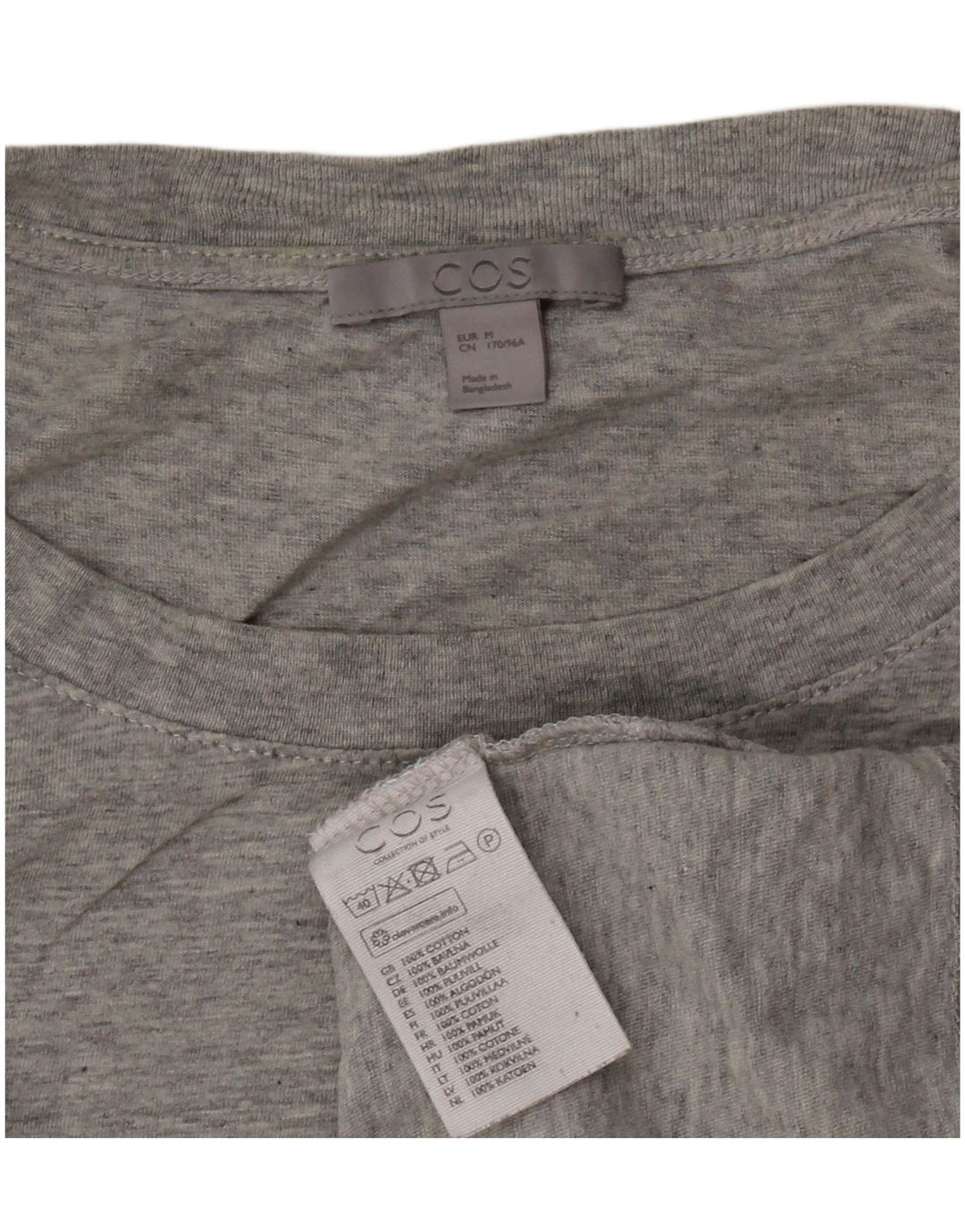 COS Dame T-Shirt Top UK 14 Medium Grey Flecked Bomuld
