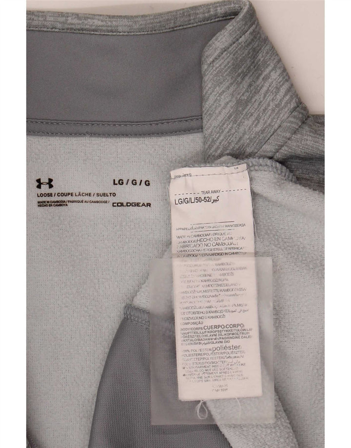 Under Armour Herre Grafisk Zip Neck Sweatshirt Jumper Large Grå Flecked