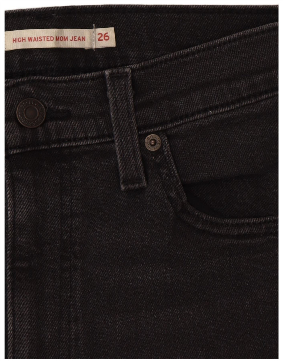LEVI'S Dame Mom Jean Crop Højtaljede Jeans W26 L26 Grå Bomuld