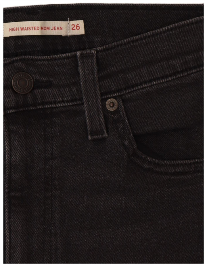LEVI'S Dame Mom Jean Crop Højtaljede Jeans W26 L26 Grå Bomuld