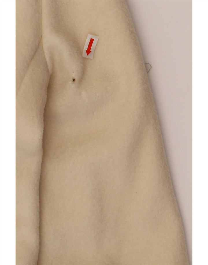 VINTAGE Womens 3/4 Sleeve 1 Button Blazer Jacket IT 42 Medium Beige Wool Vintage Vintage and Second-Hand Vintage from Messina Hembry 