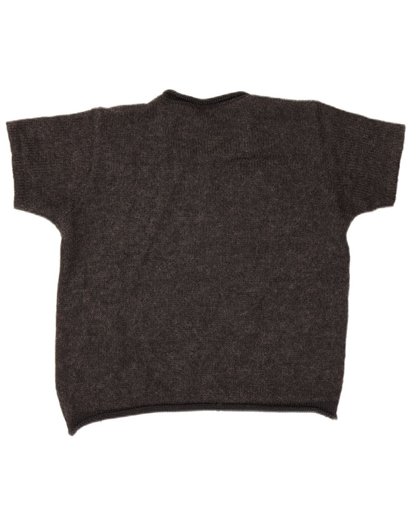 Les Copains Girls Crop Crew Neck Jumper Sweater 15-16 Years Grå