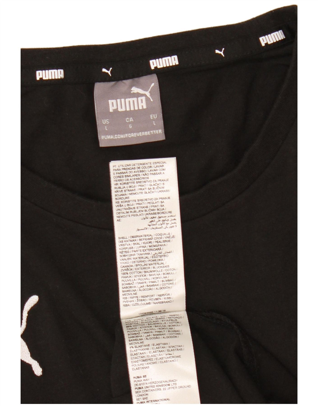 Puma Herre T-Shirt Top Stor Sort Bomuld