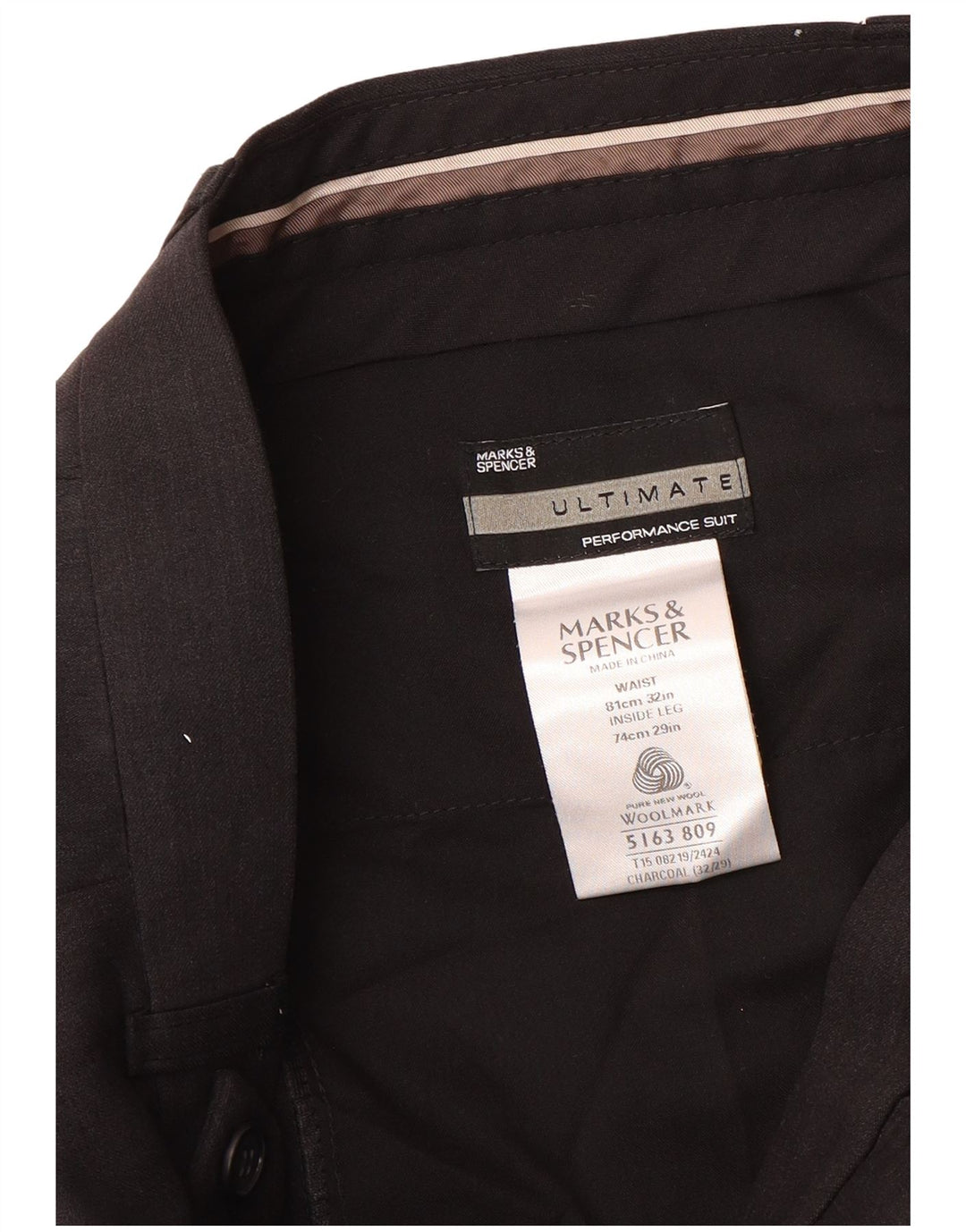 Marks & Spencer Herre Pegged Suit Bukser W32 L29 Brun Uld