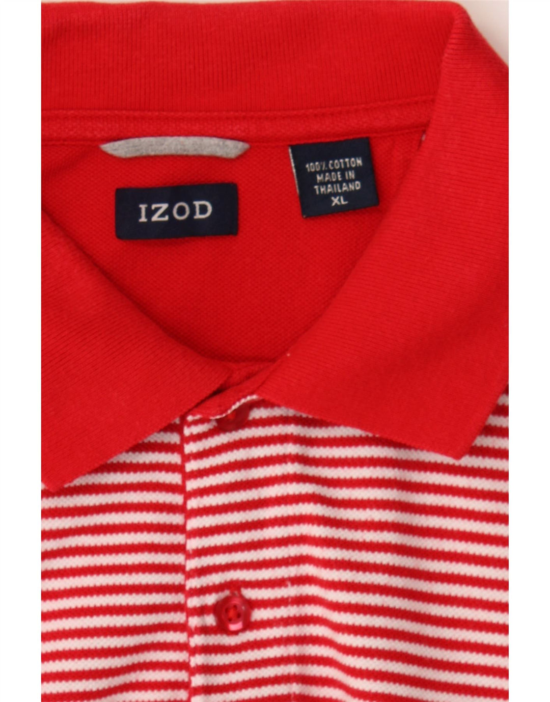 IZOD Mens Polo Shirt XL Red Striped Cotton Classic Vintage Izod and Second-Hand Izod from Messina Hembry 