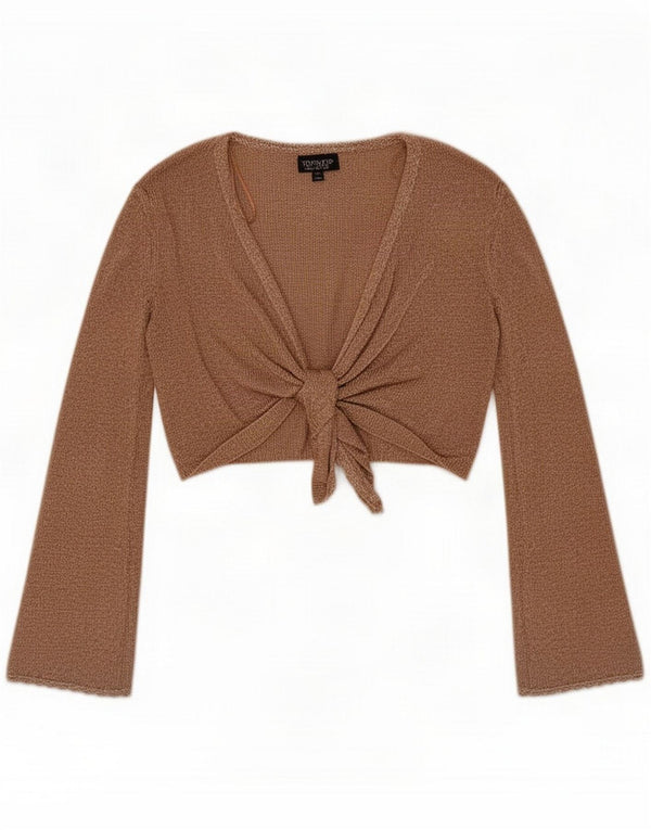 Topshop Womens Oversized Wrap Top UK 12 Medium Brown Bomuld