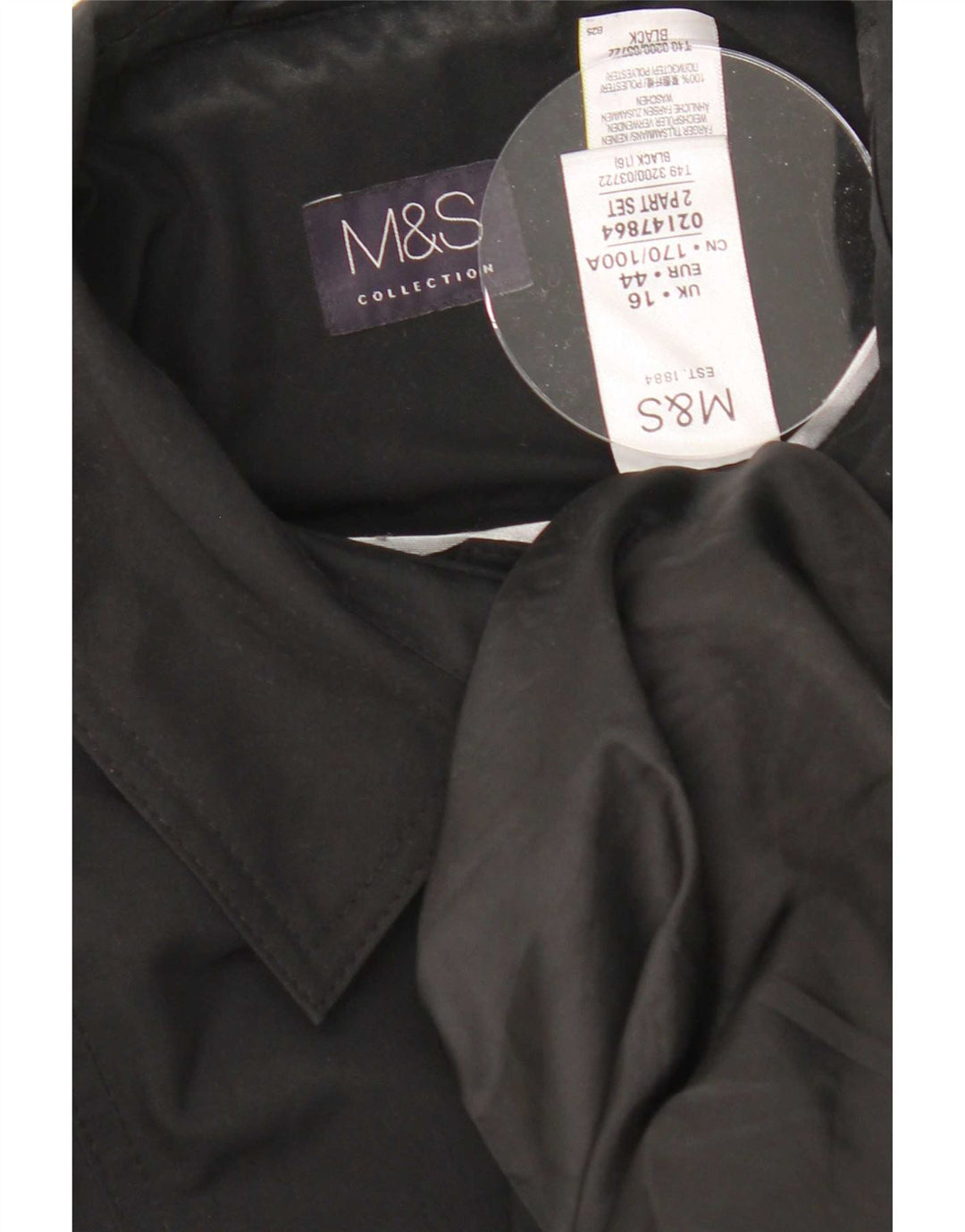 Marks & Spencer Trench Coat til kvinder UK 16 Stor sort polyester