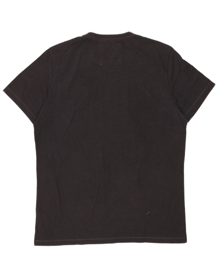 Aeropostale Herre Distressed Grafisk T-Shirt Top Stor Sort Colourblock