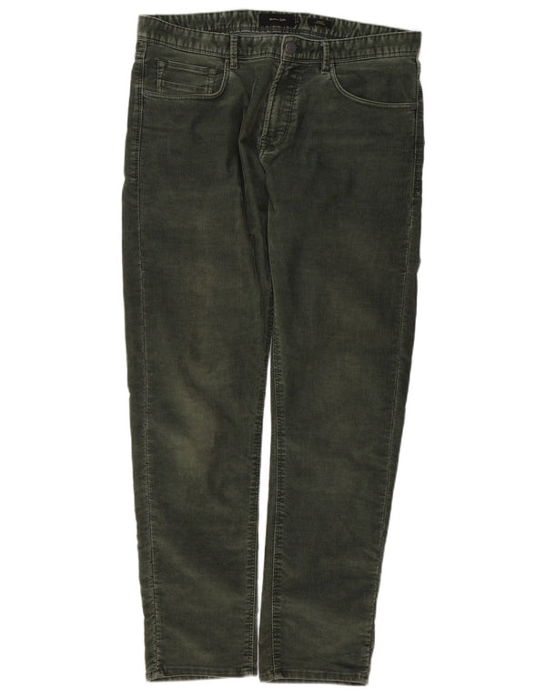 Massimo Dutti Mens Slim Fit Corduroy Trousers EU 42 Large W32 L30 Khaki
