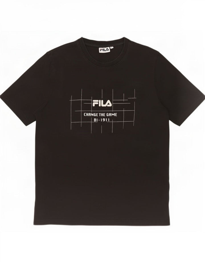 Fila Herre Grafisk T-Shirt Top Medium Sort Bomuld