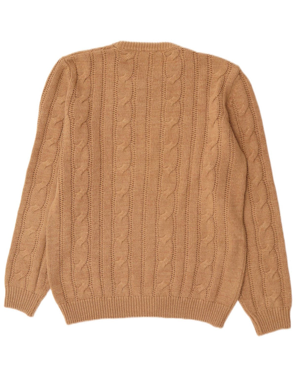 Vintage herre rund hals sweater medium brun akryl