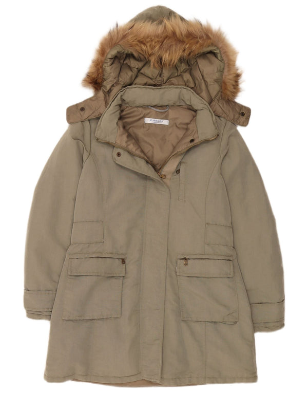 Marella Dame Hætte Oversized Polstret Frakke UK 8 Small Khaki Polyamid