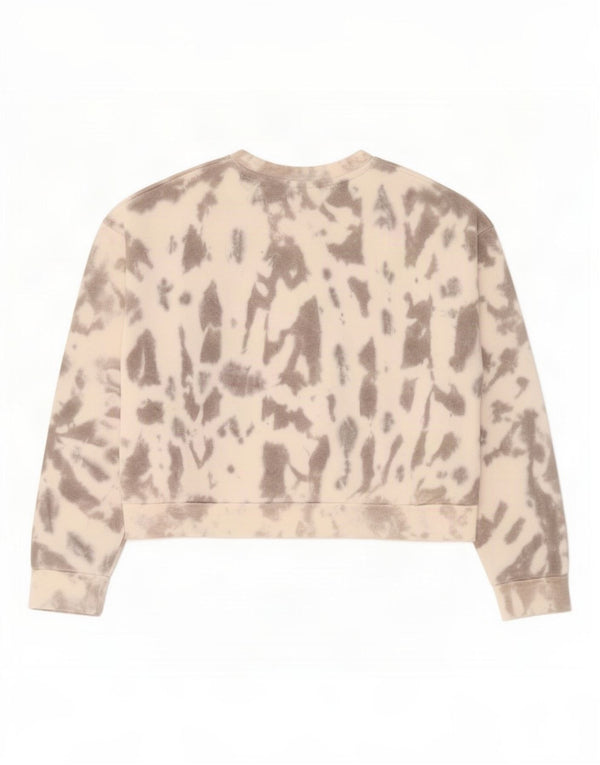 Bænk Dame Crop Graphic Sweatshirt Jumper UK 14 Large Grey Tie Dye Bomuld