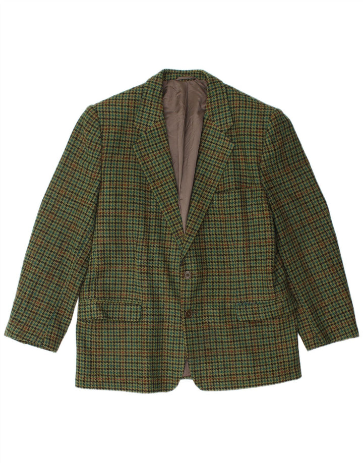 Vintage herre 2-knaps blazerjakke IT 50 Stor grøn ternet ny uld