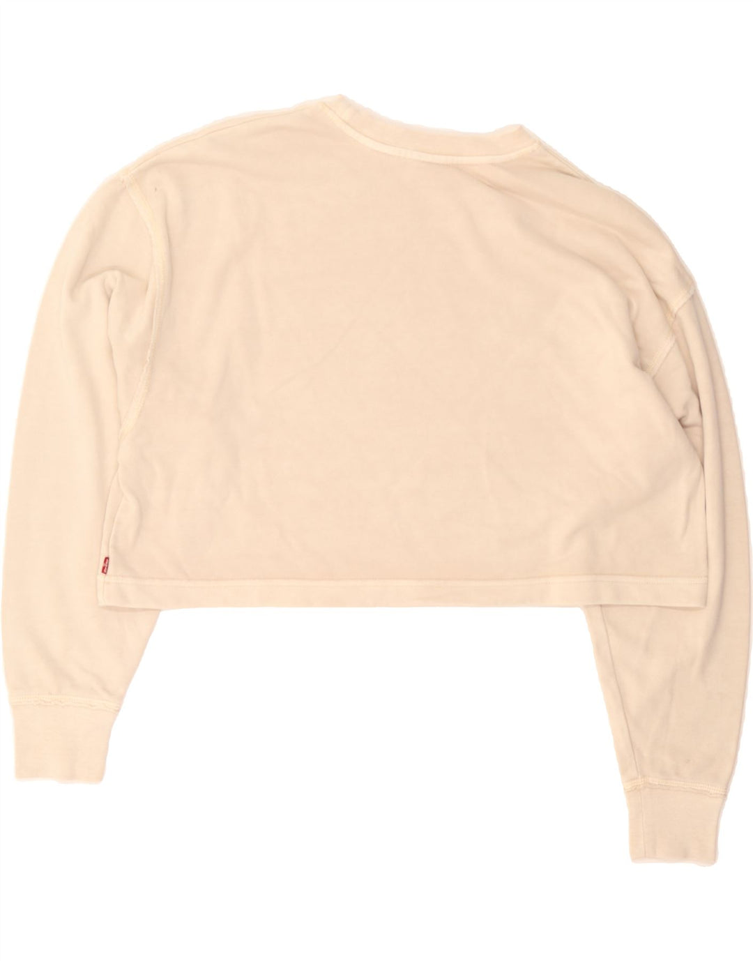 LEVI'S Womens Crop Oversized Sweatshirt Jumper UK 6 XS Beige Cotton Vintage Levi's and Second-Hand Levi's from Messina Hembry 