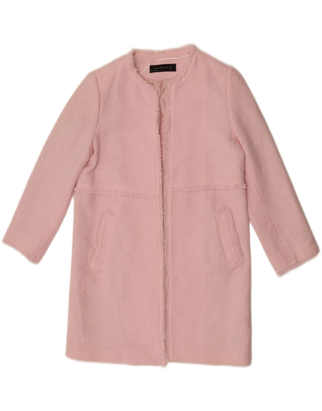 Zara Womens Open Overcoat UK 10 Small Pink Bomuld