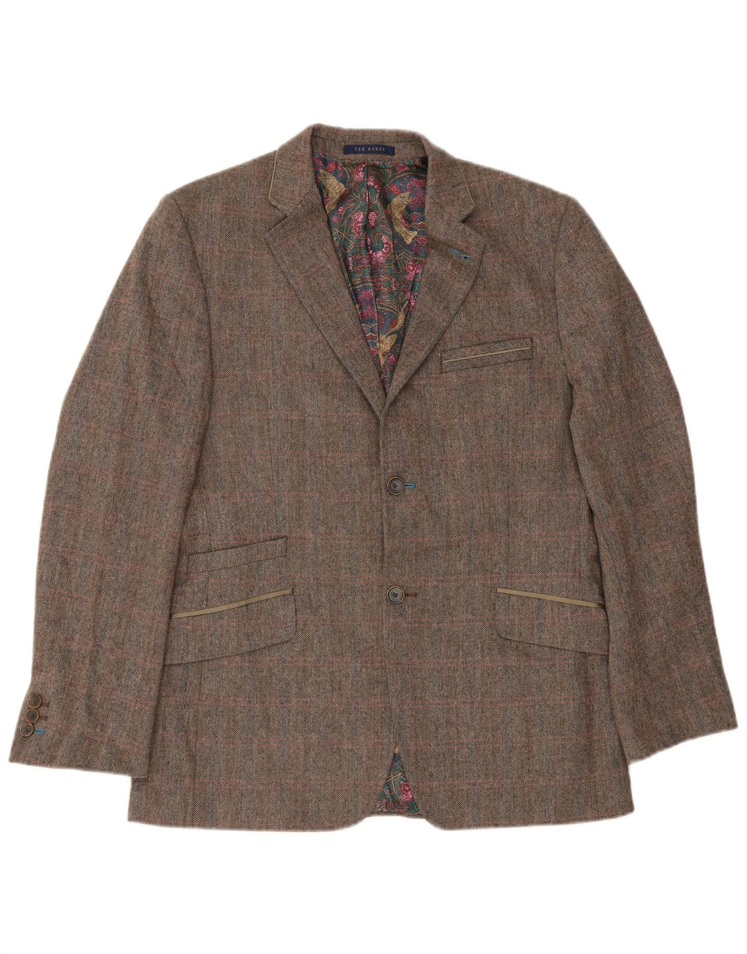 Ted Baker Herre Regular Fit Blazer Jacket UK 40 Large Brown Sildeben