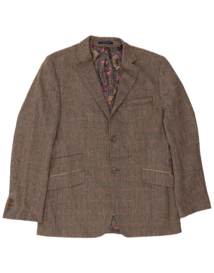 Ted Baker Herre Regular Fit Blazer Jacket UK 40 Large Brown Sildeben