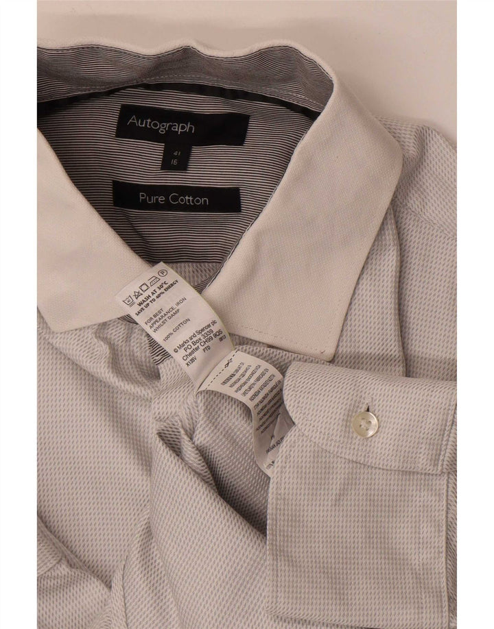 Marks & Spencer Herre Autograph Skjorte Størrelse 41 Medium Grå Bomuld