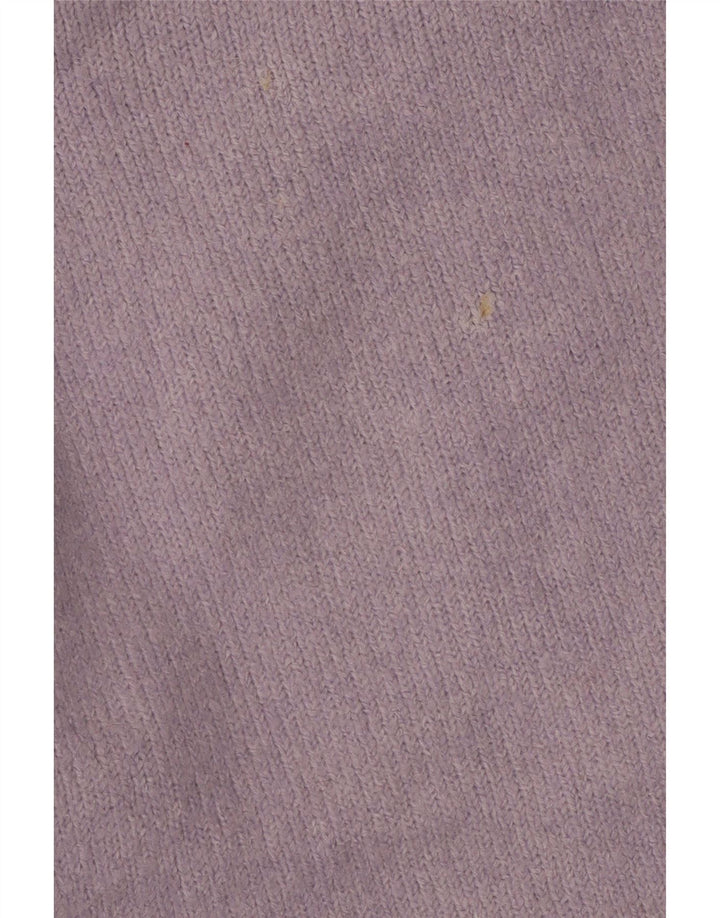 Zara Womens Crop Oversized Turtle Neck Jumper Sweater UK 10 Small Purple